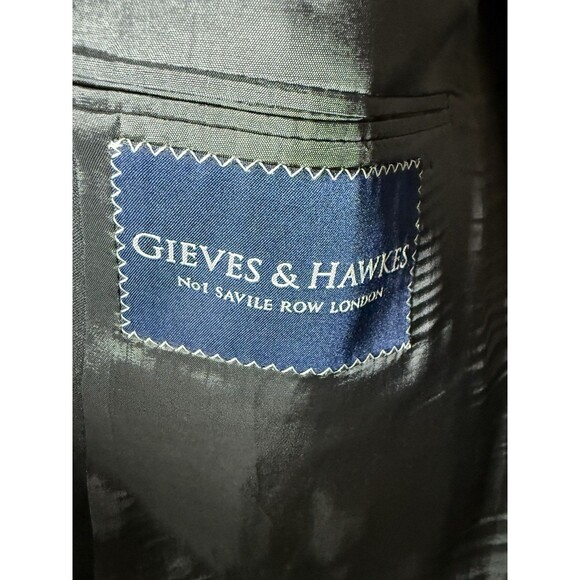 Gieves & Hawkes Blazer 44R 100% Wool Jacket Men’s Very Dark Gray/Black - Picture 5 of 7